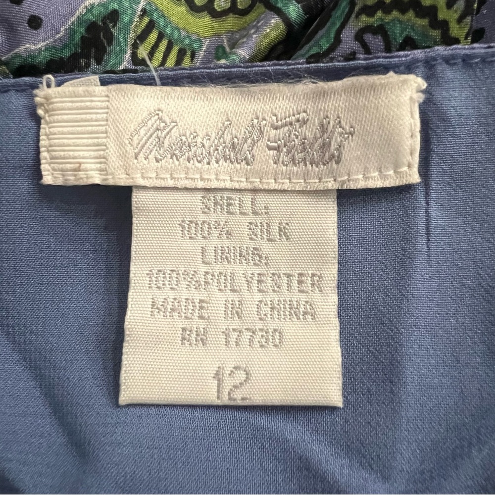 Marshall Fields Bohemian Blue Green Silk Skirt Boho Artsy Flowy - Picture 9 of 10